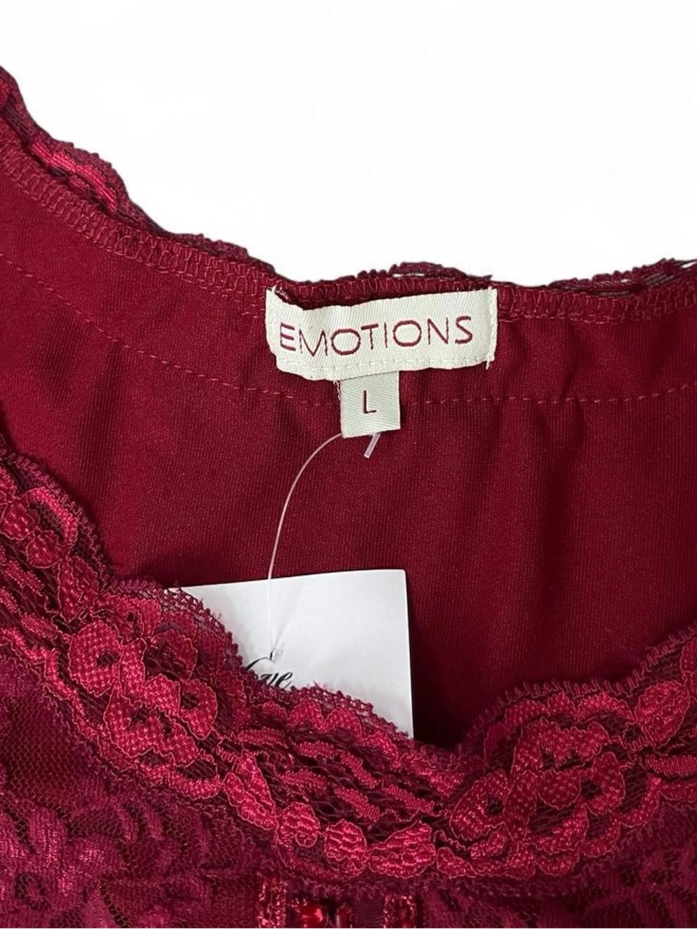 Size Large Dark Red Beaded Lace Tank Top - Picture 4 of 6